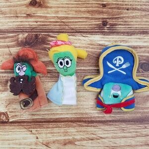 VeggieTales Plush Pirate & Character Finger Puppets Set Vintage 90s